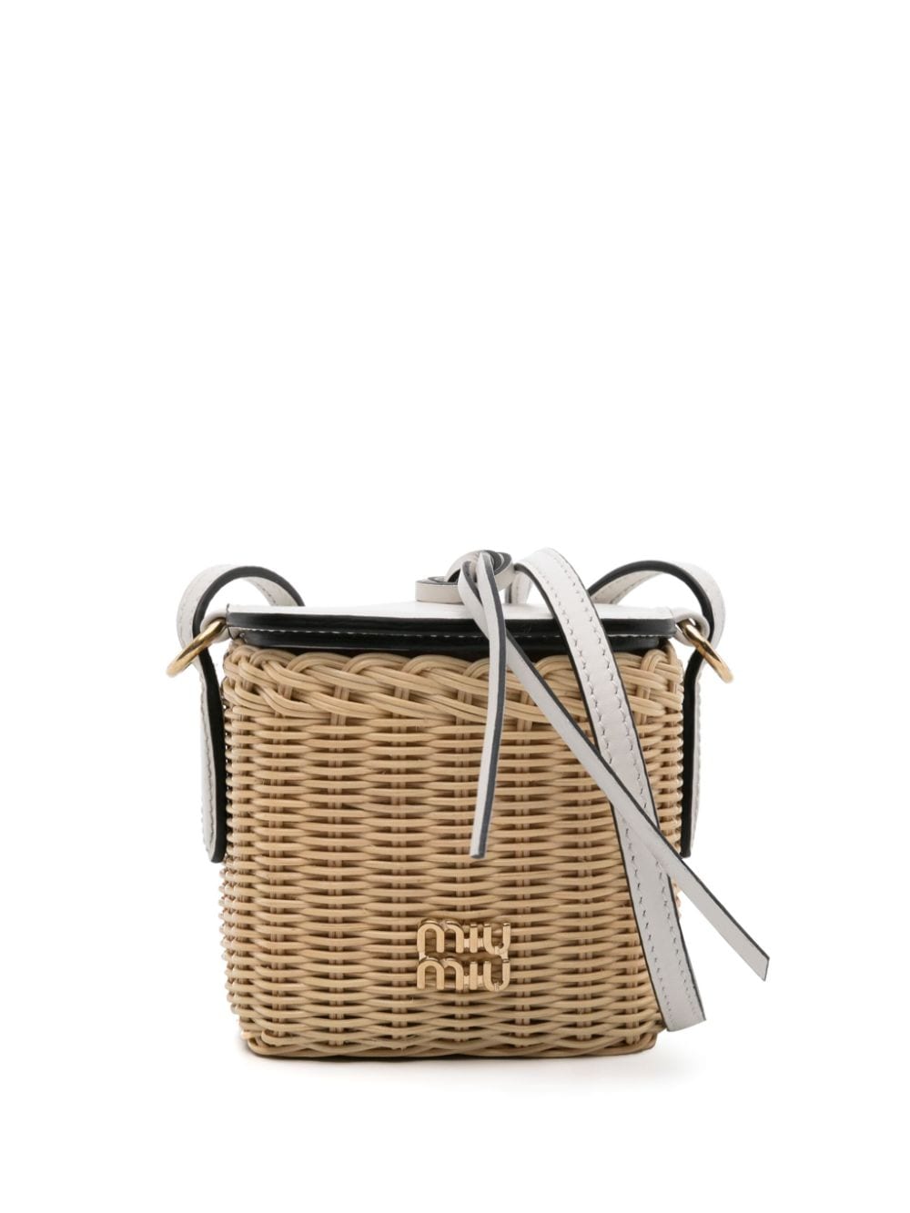 Miu Miu woven-wicker mini basket bag - Neutrals von Miu Miu