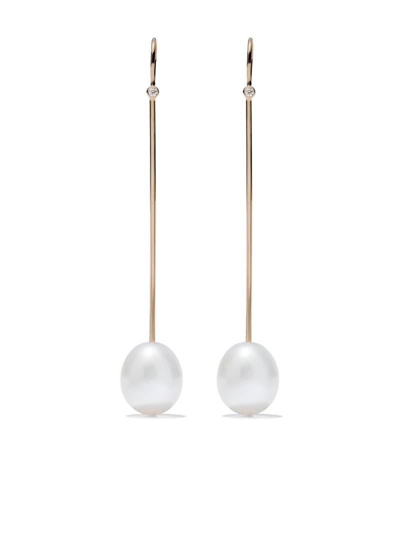 Mizuki 14kt gold Bar freshwater pearl and diamond earrings von Mizuki