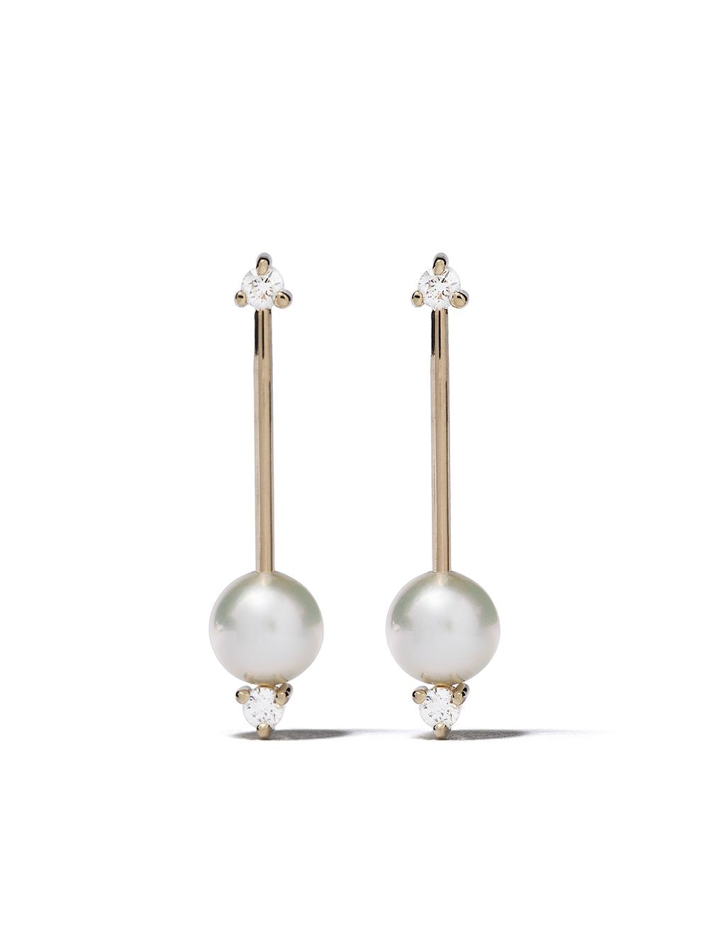 Mizuki 14kt gold Sea of Beauty diamond pearl bar earrings von Mizuki
