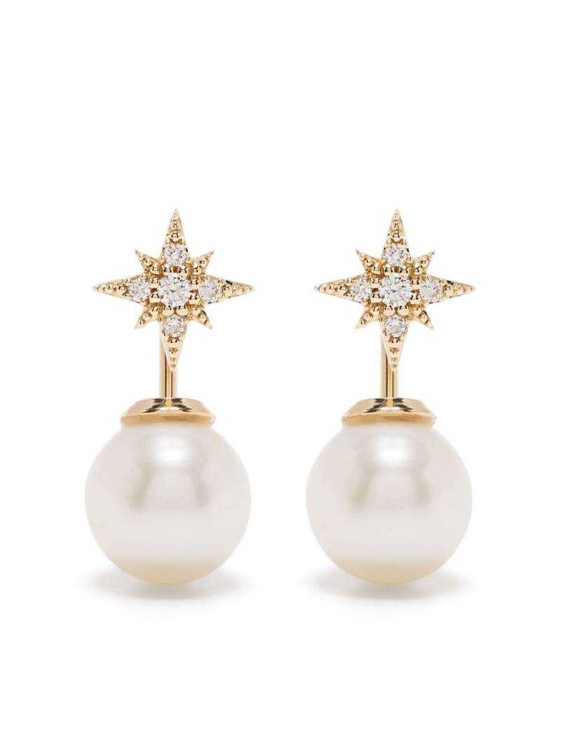 Mizuki 14kt yellow gold Akoya pearl and diamond star earrings von Mizuki