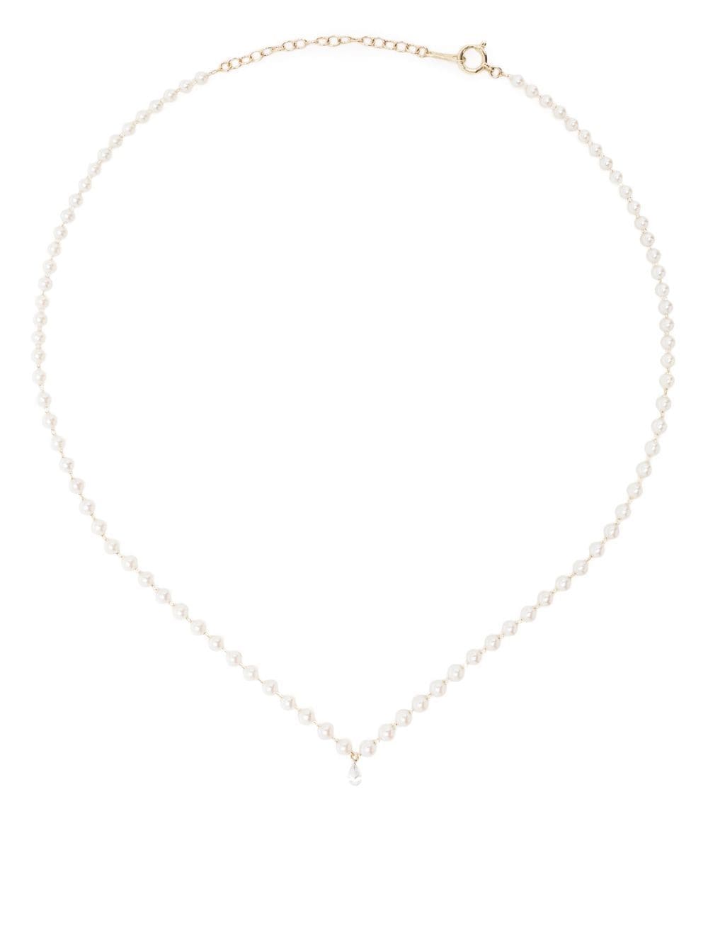Mizuki 14kt yellow gold Akoya pearl diamond necklace von Mizuki