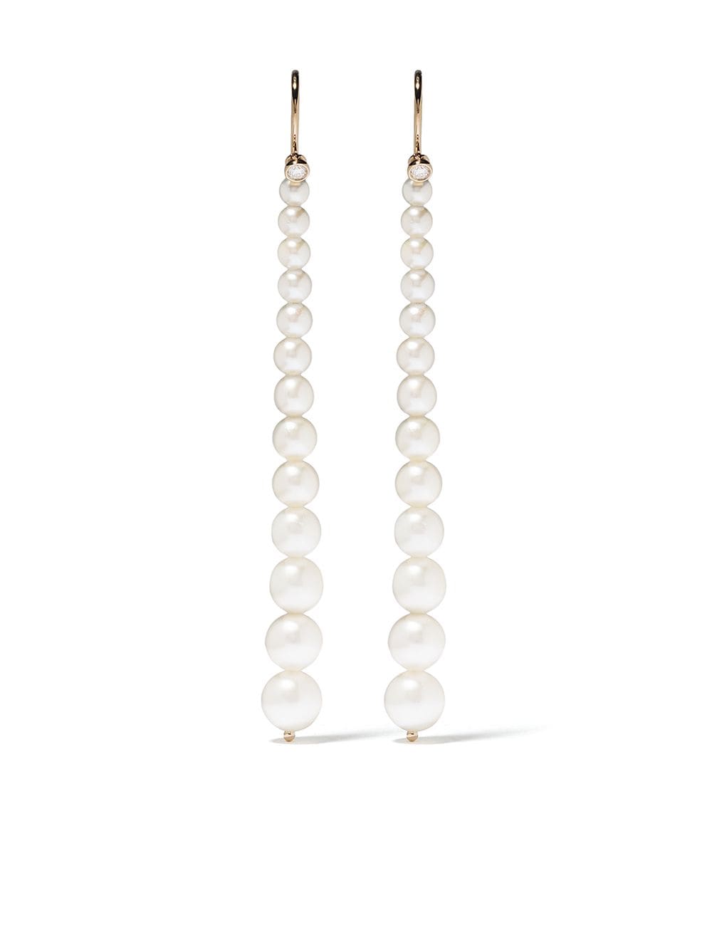 Mizuki 14kt yellow gold Sea of Beauty Akoya pearl and diamond small drop earrings von Mizuki