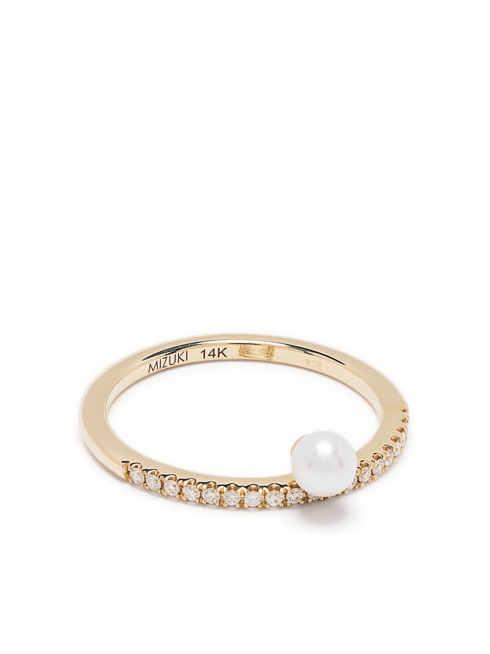 Mizuki 14kt yellow gold Sea of Beauty diamond and pearl band ring von Mizuki