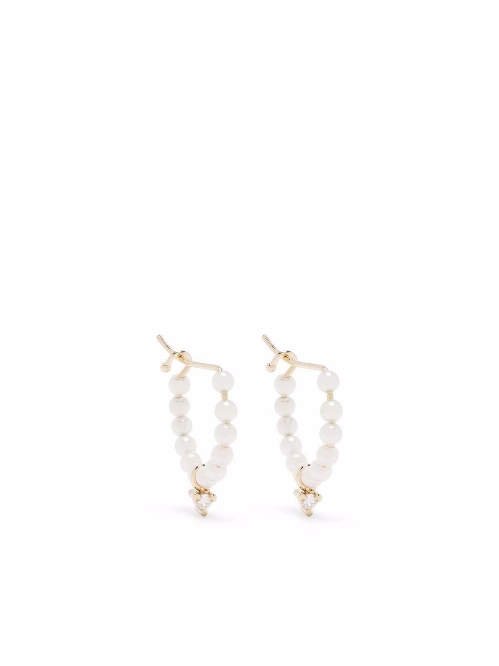 Mizuki 14kt yellow gold baby pearl hoop earrings von Mizuki