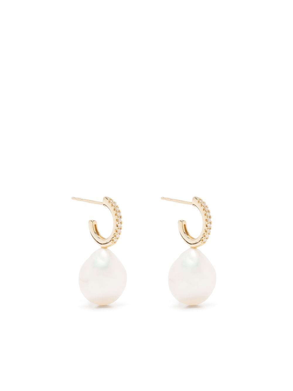 Mizuki 14kt yellow gold pearl and diamond earrings von Mizuki