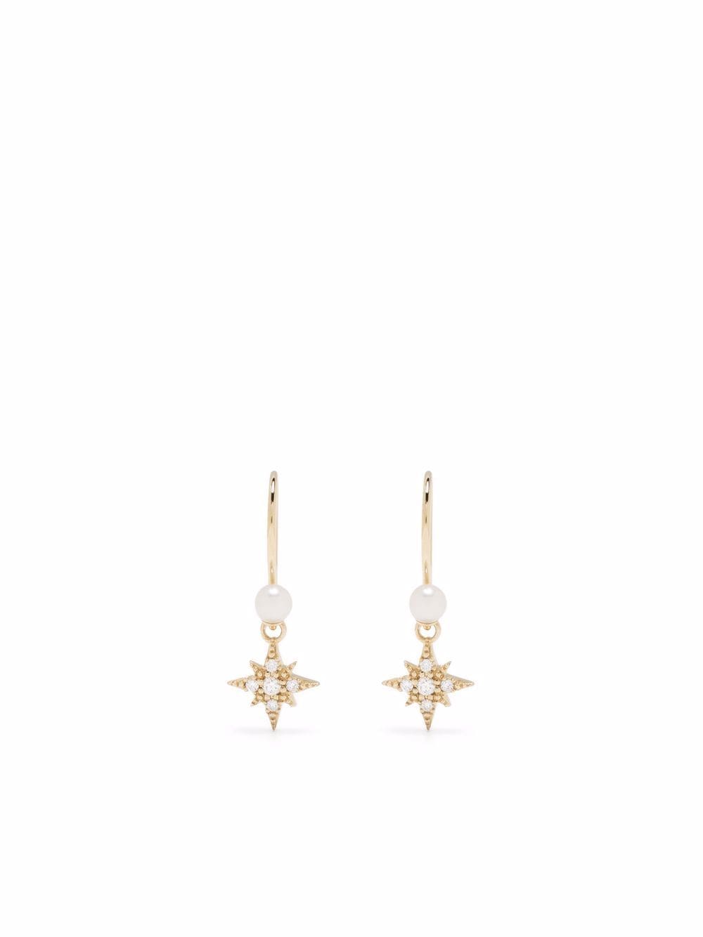 Mizuki 14kt yellow gold pearl diamond small star earrings von Mizuki