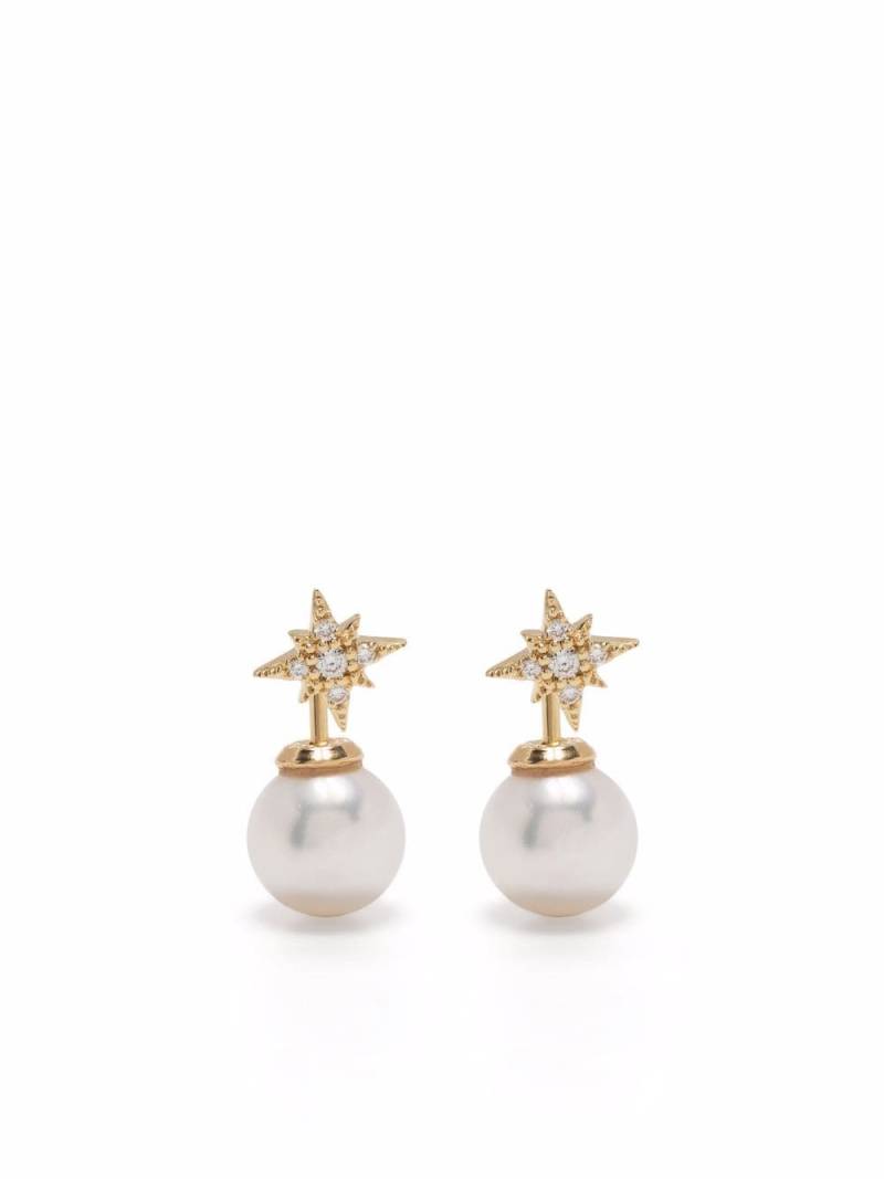 Mizuki 14kt yellow gold small diamond pearl earrings von Mizuki