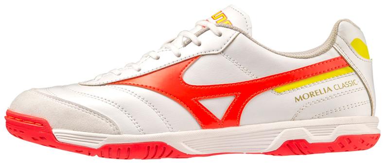 Mizuno Sport Hallenfussballschuh Morelia Sala Classic IN Football Indoor Footwear - Fiery Coral 2/White/Bolt 2 (Grösse: UK 10) von Mizuno Sport