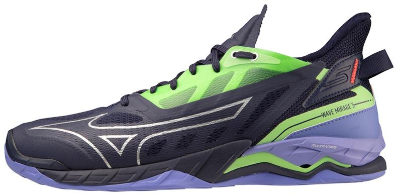 Mizuno Sport Handballschuh Wave Mirage 5 M/UX Indoor Men - Evening Blue/Techno Green/lolite (Grösse: UK 10.5) von Mizuno Sport