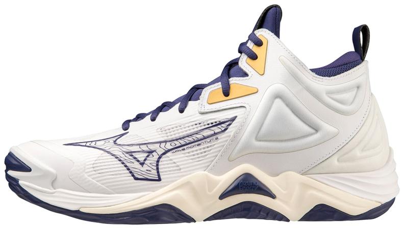 Mizuno Sport Volleyballschuh Wave Momentum 3 Mid M/UX Indoor Men - White/Blue Ribbon/MP Gold (Grösse: UK 6.5) von Mizuno Sport