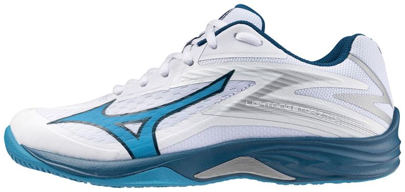 Mizuno Sport Volleyballschuh Lightning Star Z7 Junior Indoor Junior - White/Sailor Blue/Silver (Grösse: UK 5) von Mizuno Sport