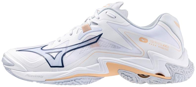 Mizuno Sport Volleyballschuh Wave Lightning Z8 W Indoor Women - White/Navy Peony/Peach Parfait (Grösse: UK 7.5) von Mizuno Sport