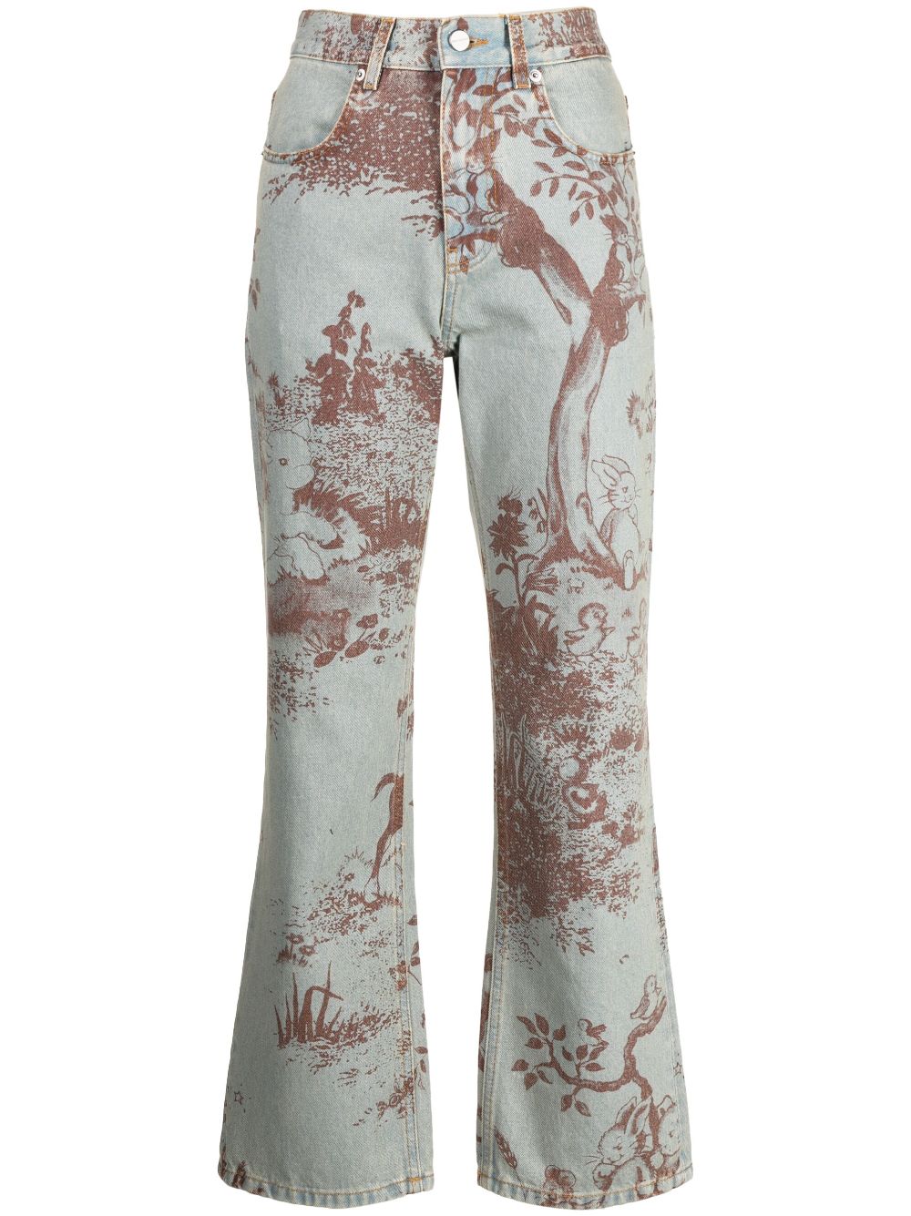 Molly Goddard Dorianna graphic-print cropped jeans - Blue von Molly Goddard