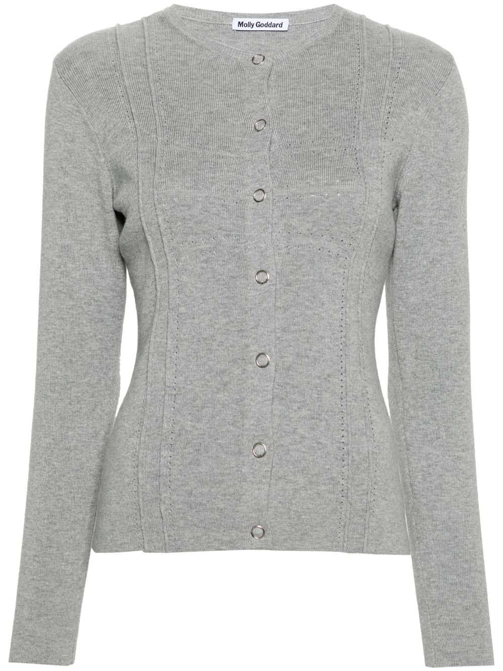 Molly Goddard Georgia pointelle-detail cardigan - Grey von Molly Goddard