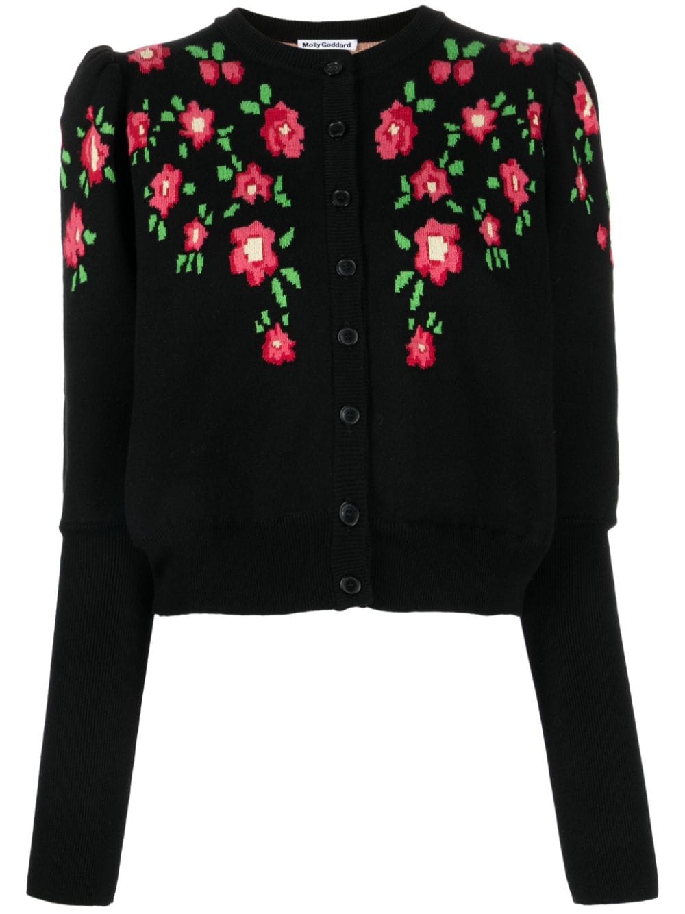 Molly Goddard floral-intarsia cotton cardigan - Black von Molly Goddard