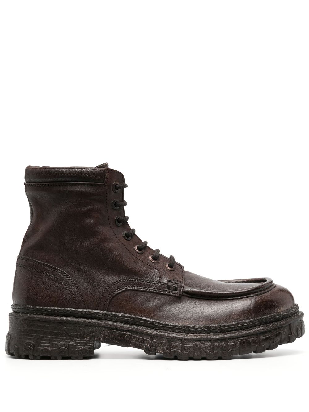 Moma lace-up calf leather ankle boots - Brown von Moma