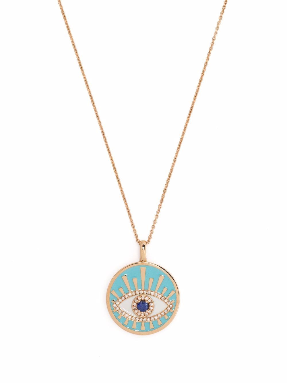 Monan 18kt rose gold Evil Eye diamond and enamel necklace - Pink von Monan