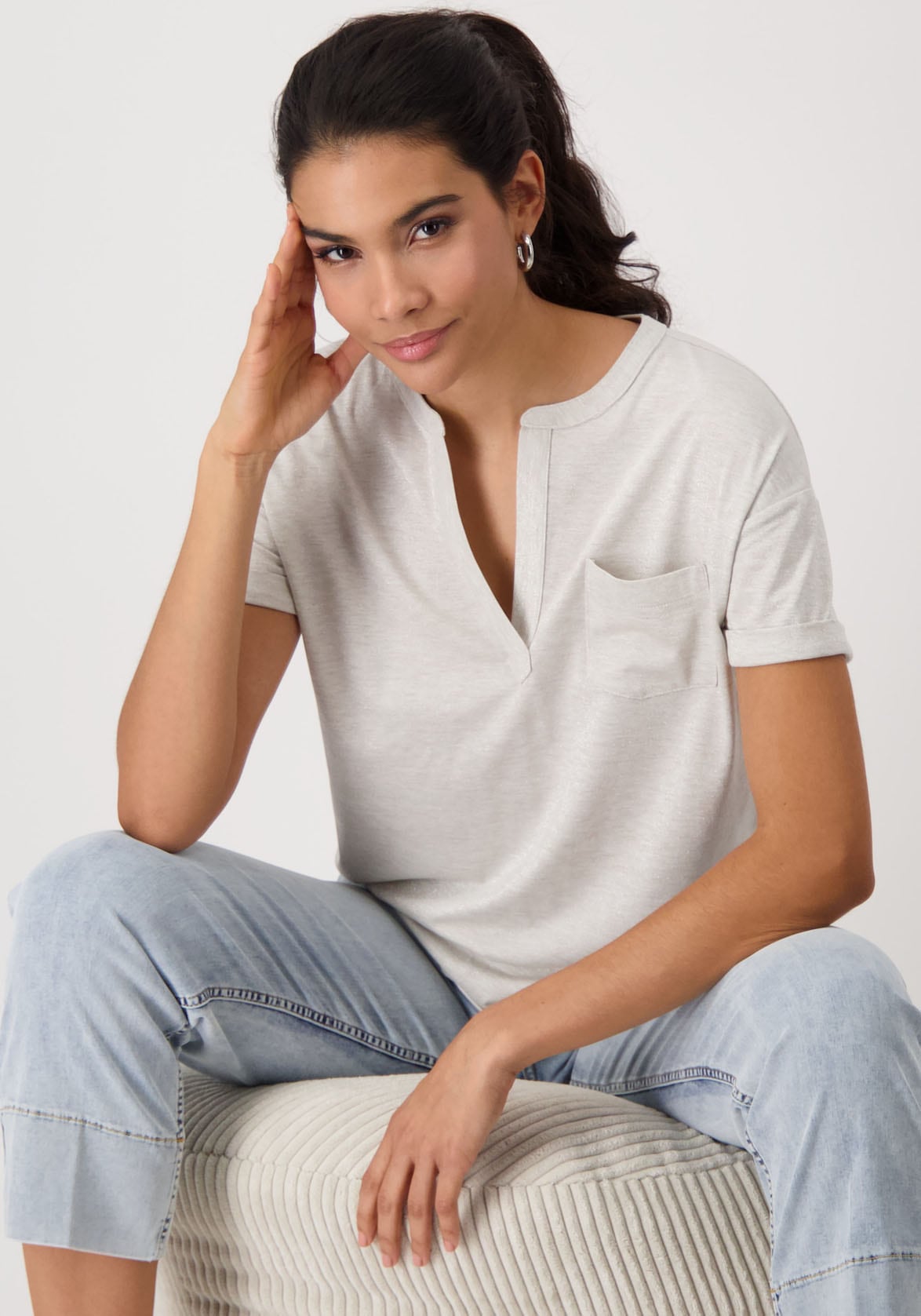Monari Kurzarmshirt, Mit V-Ausschnitt Monari Kurzarmshirt, Mit V-Ausschnitt von Monari
