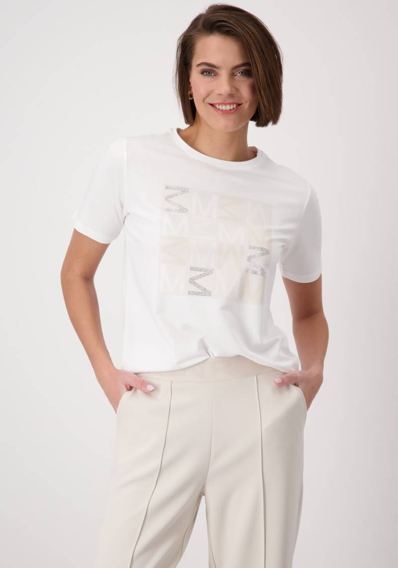 Monari Rundhalsshirt, mit Frontprint und Glitzernieten von Monari