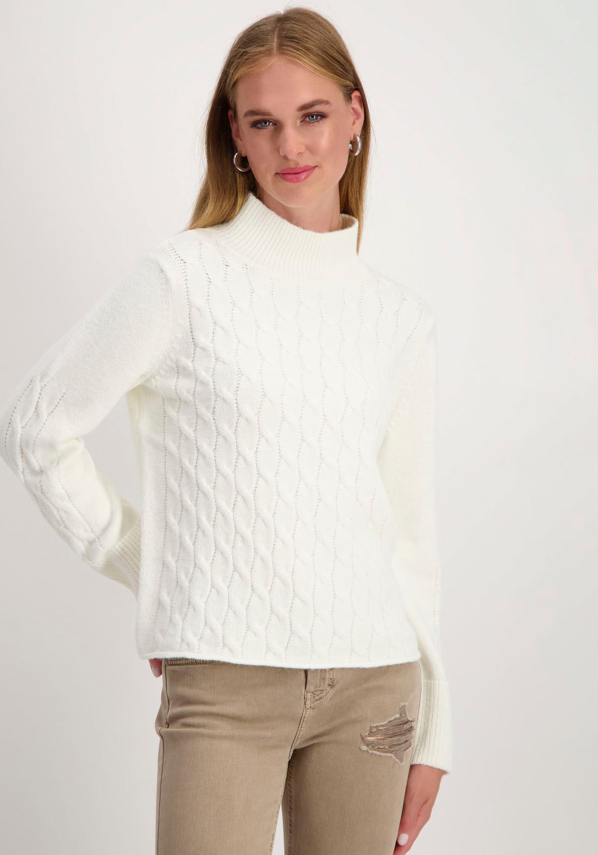 Monari Stehkragenpullover, mit Zopfmuster Monari Stehkragenpullover, mit Zopfmuster von Monari