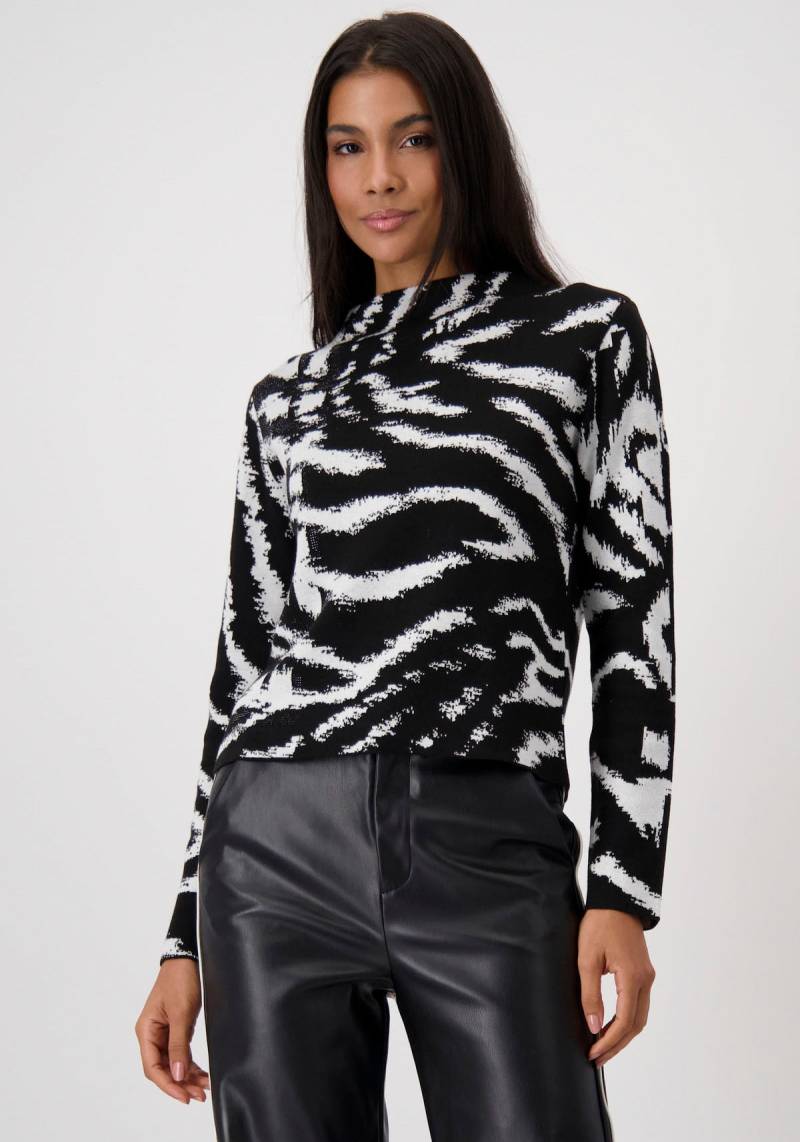 Monari Stehkragenpullover »Pullover Tigerjacquard«, Strasssteinen, Tigermuster, Stehkragen von Monari