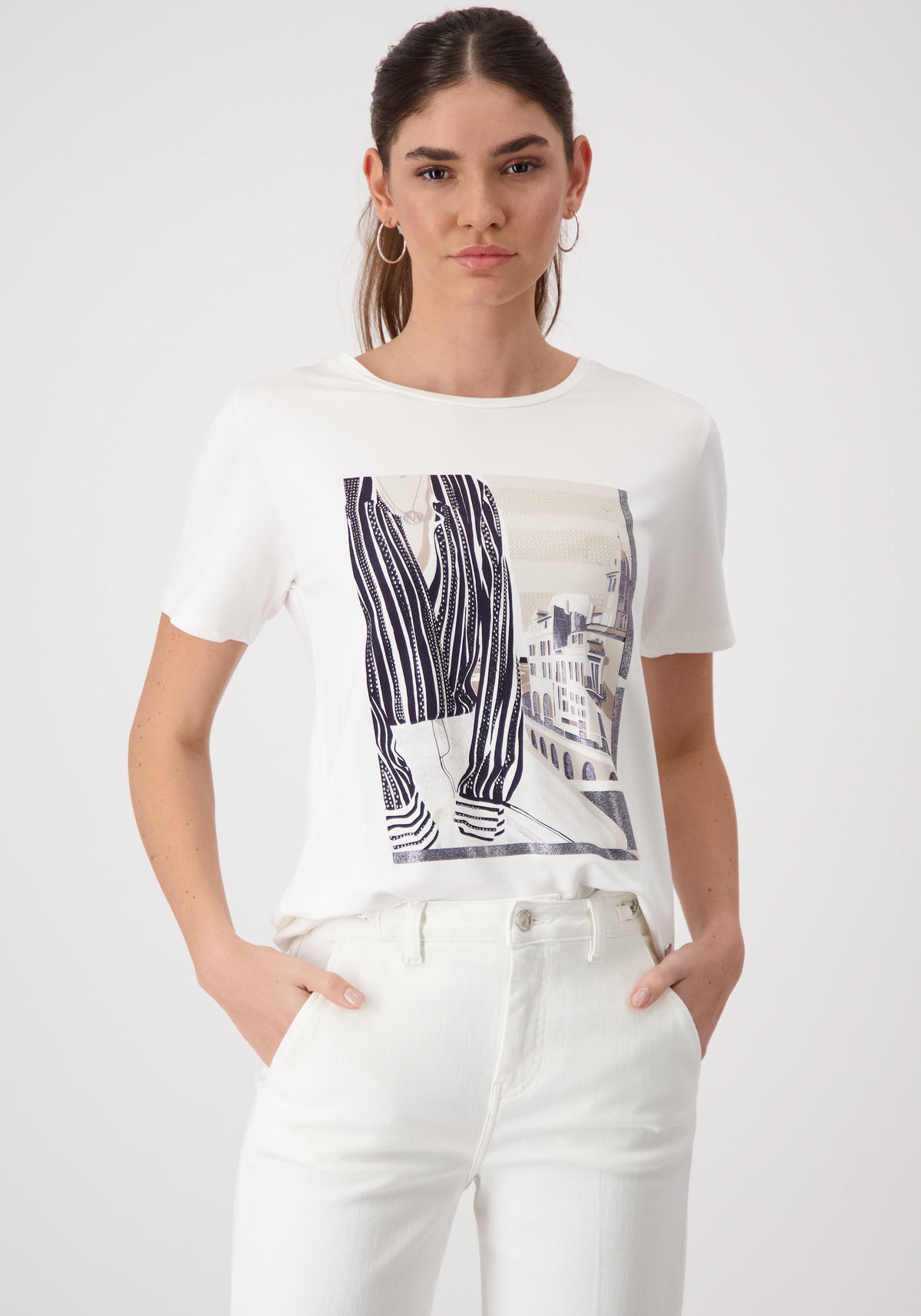 Monari Rundhalsshirt, mit Frontprint von Monari