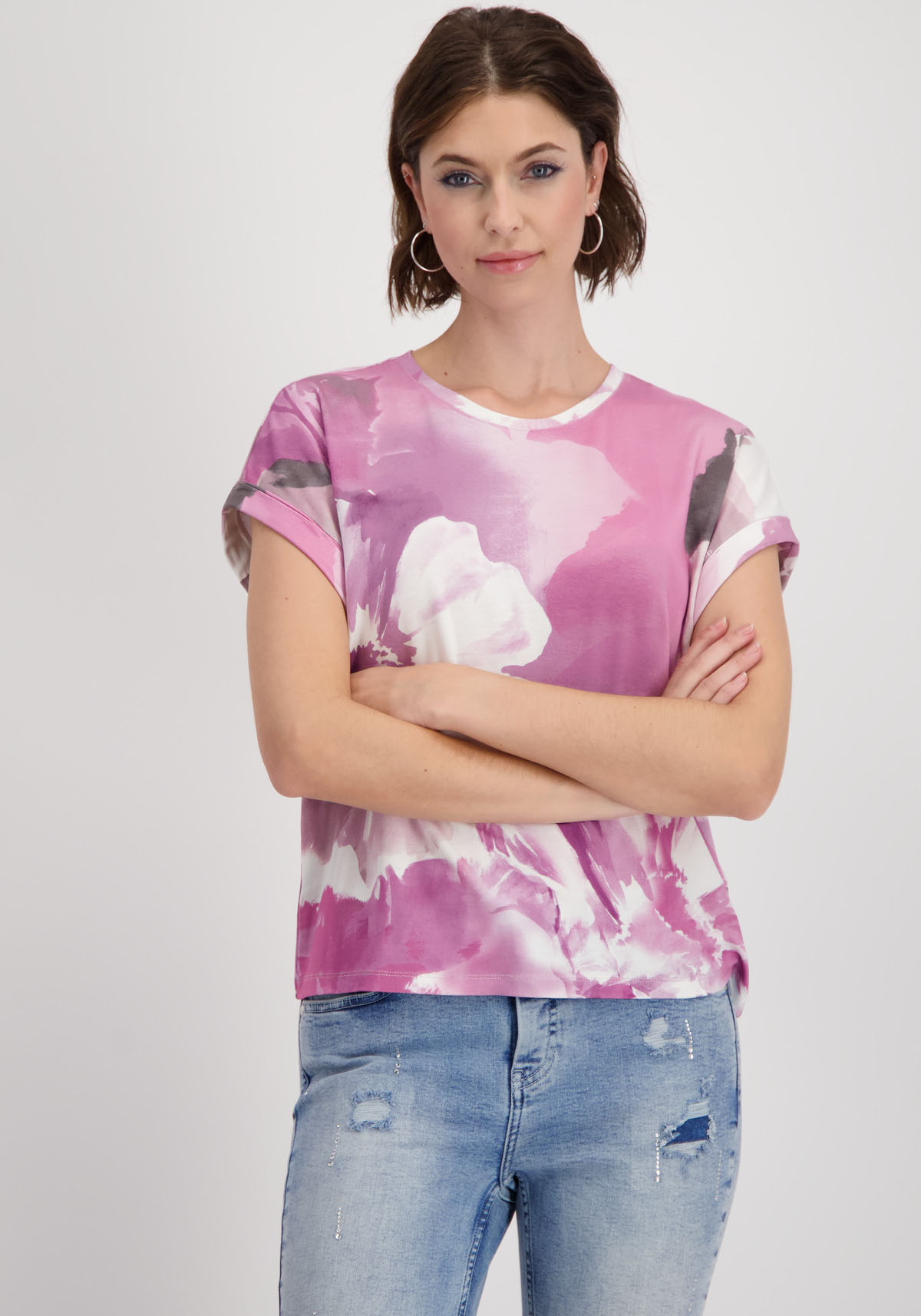 Monari Rundhalsshirt, mit Blumendruck Monari Rundhalsshirt, mit Blumendruck von Monari