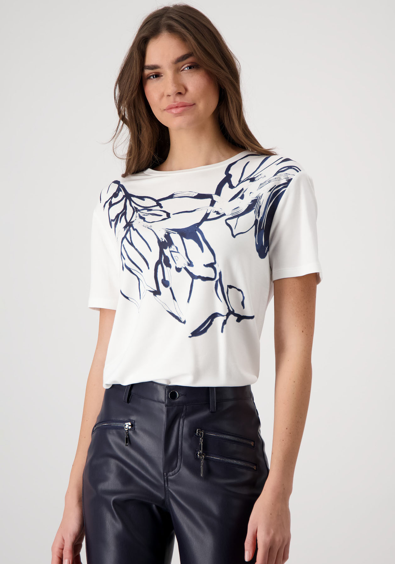 Monari Rundhalsshirt, mit Blumendruck von Monari