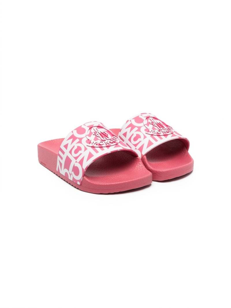 Moncler Enfant monogram-pattern open-toe slides - Pink von Moncler Enfant