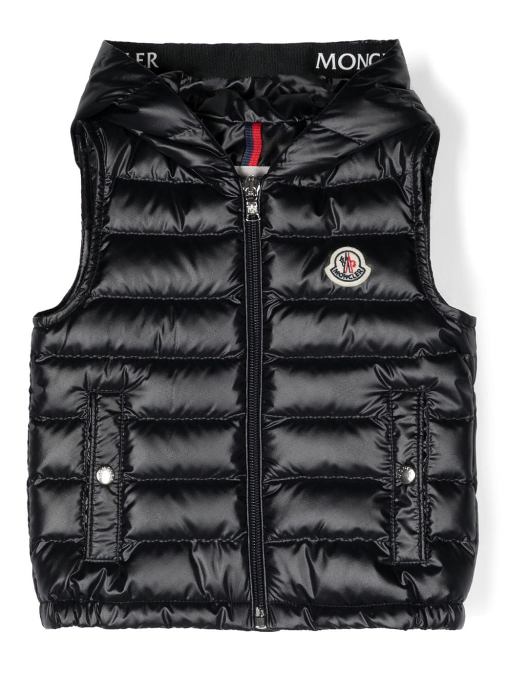 Moncler Enfant Couronne hooded puffer gilet - Blue von Moncler Enfant