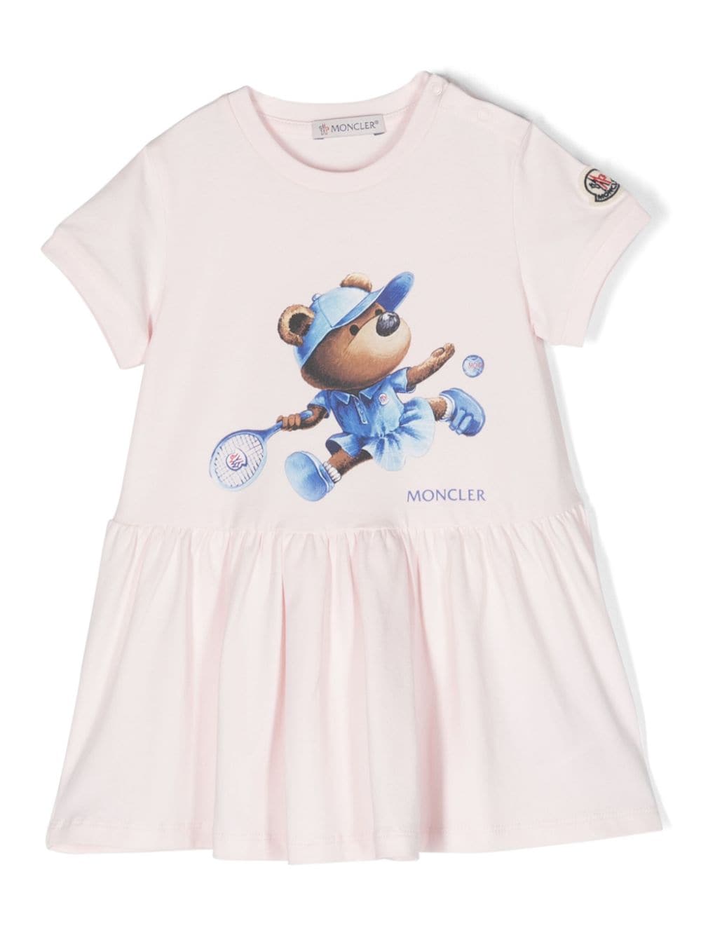 Moncler Enfant bear-print flared dress - Pink von Moncler Enfant