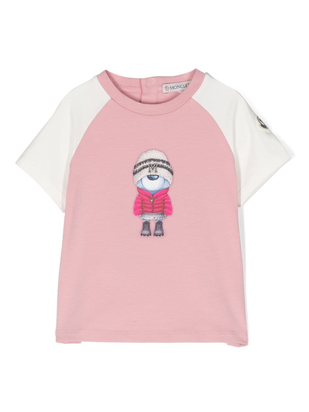Moncler Enfant cartoon-print raglan-sleeve T-shirt - Pink von Moncler Enfant