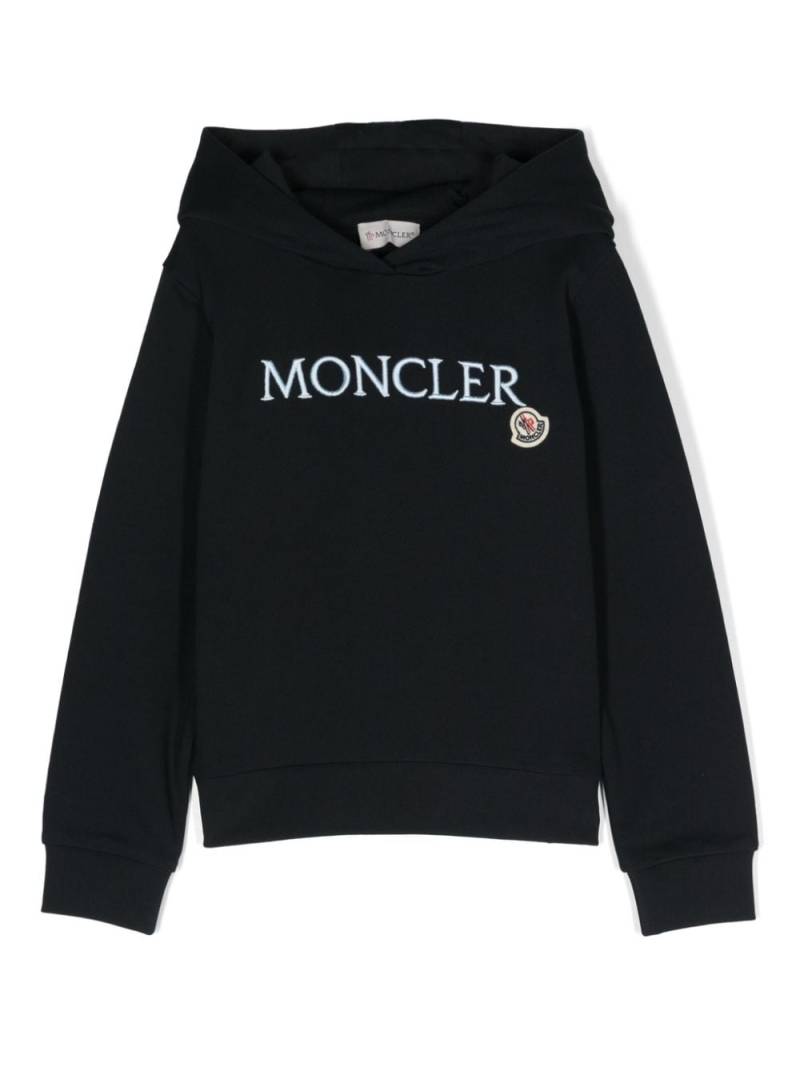 Moncler Enfant embroidered-logo cotton hoodie - Blue von Moncler Enfant