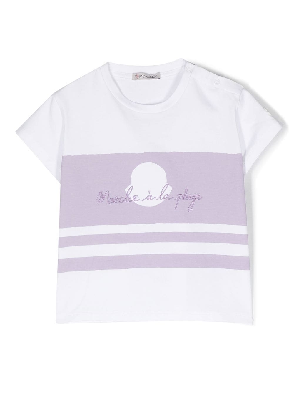 Moncler Enfant embroidered-logo striped T-shirt - White von Moncler Enfant