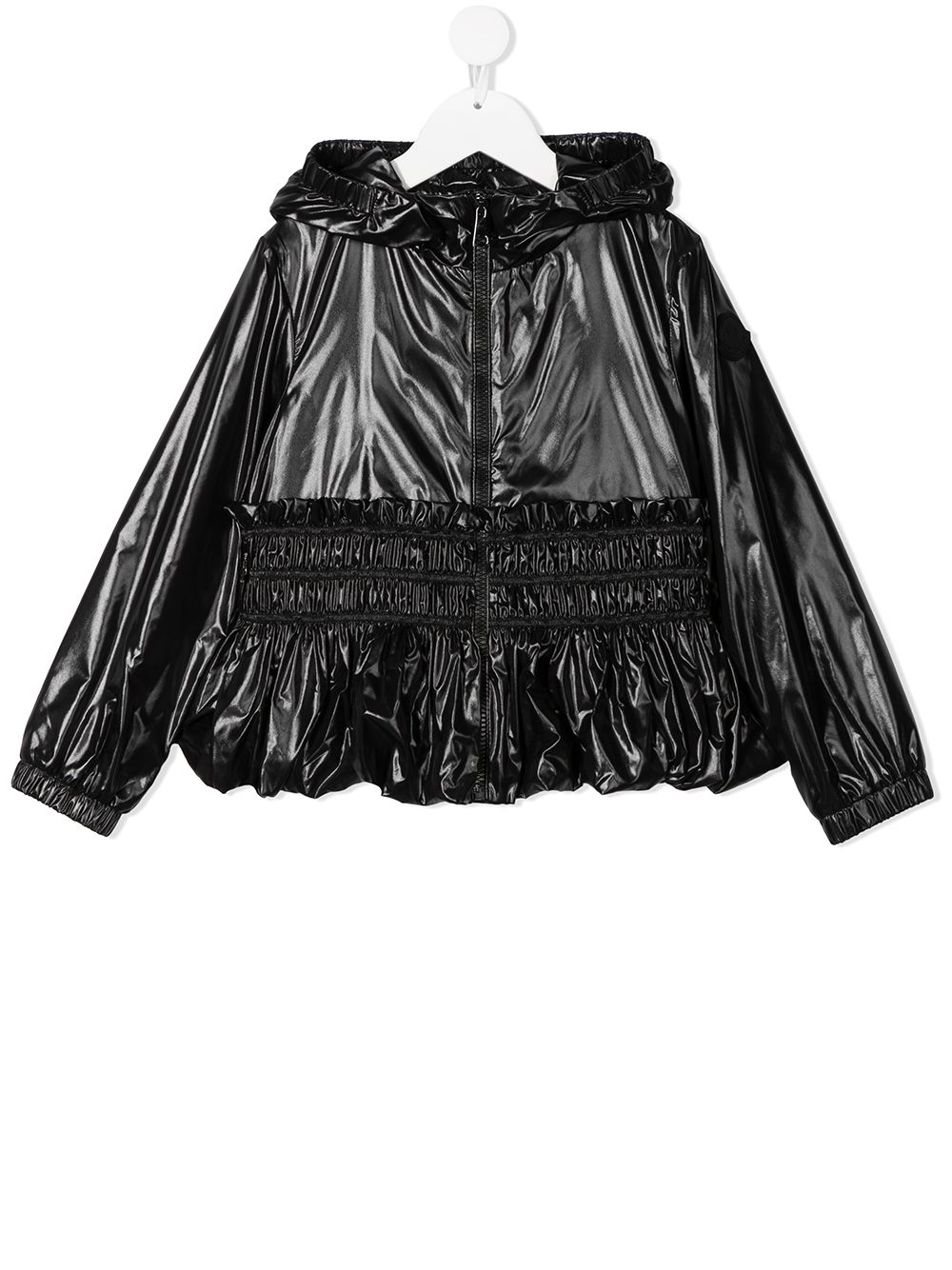 Moncler Enfant glossy zip-up hooded jacket - Black von Moncler Enfant