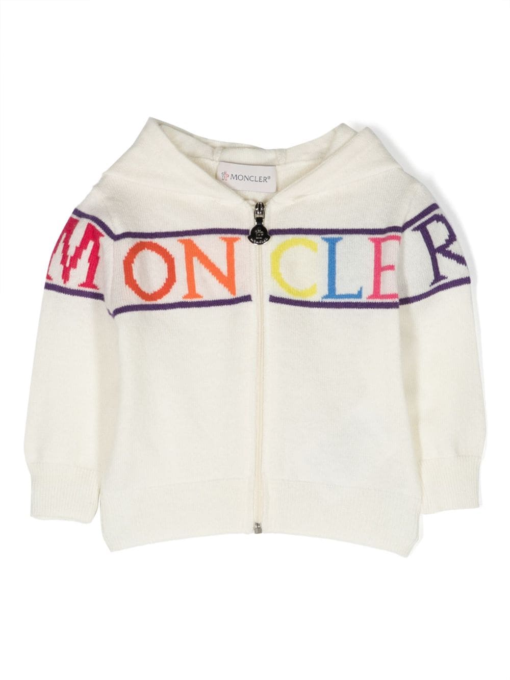 Moncler Enfant intarsia-knit logo zip-up hoodie - White von Moncler Enfant