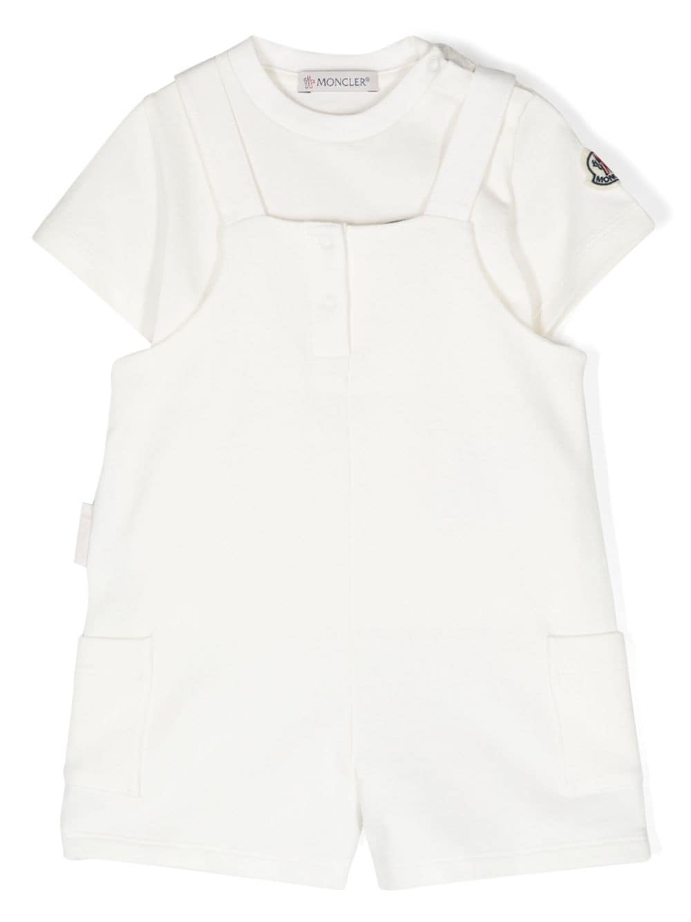 Moncler Enfant jersey T-shirt and dungaree set - White von Moncler Enfant