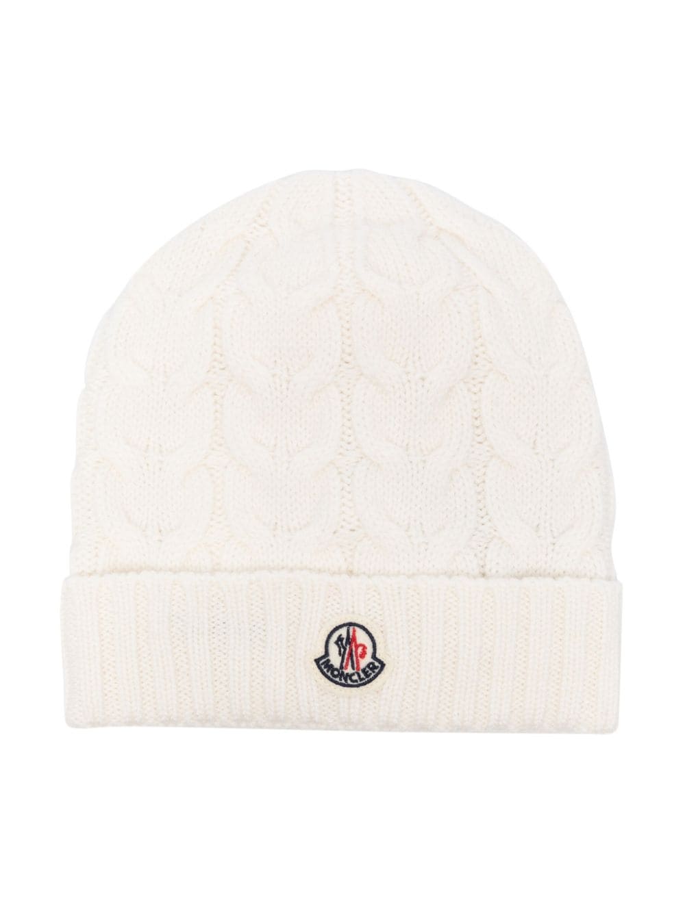 Moncler Enfant logo-appliqué cable-knit beanie - White von Moncler Enfant