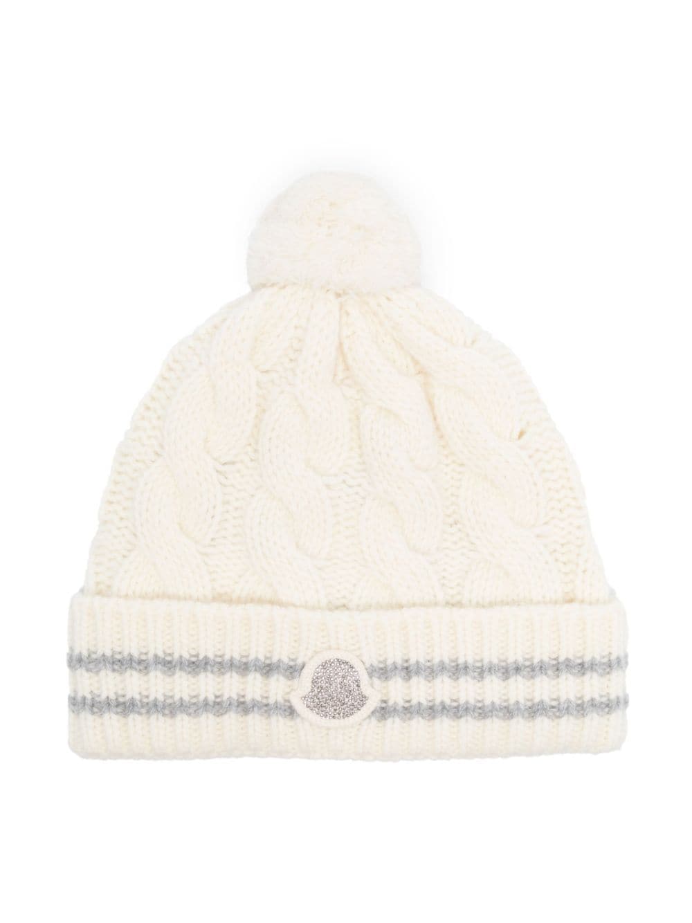 Moncler Enfant logo-appliqué cable-knit beanie - White von Moncler Enfant