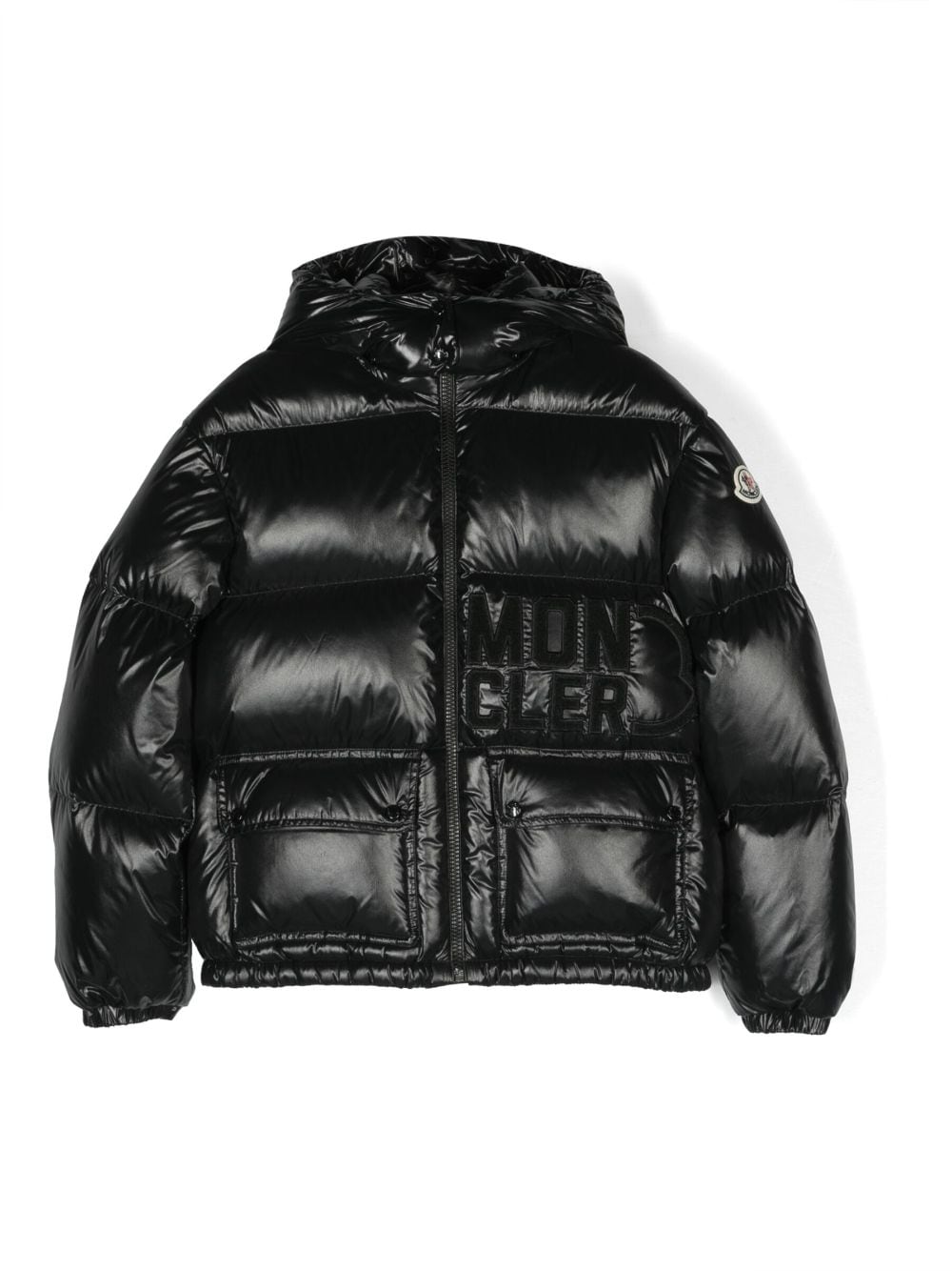 Moncler Enfant logo-appliqué quilted hooded jacket - Black von Moncler Enfant