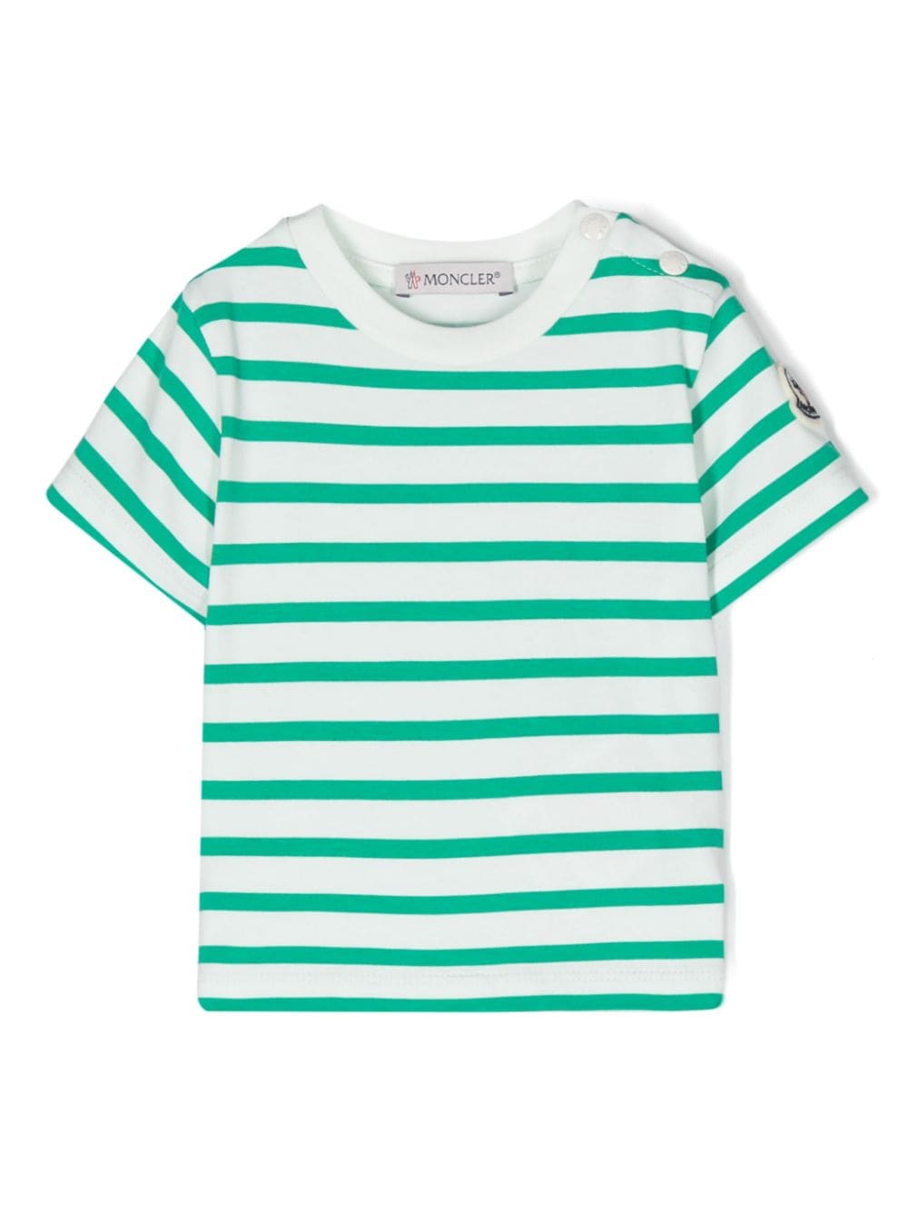 Moncler Enfant logo-appliqué striped T-shirt - Green von Moncler Enfant