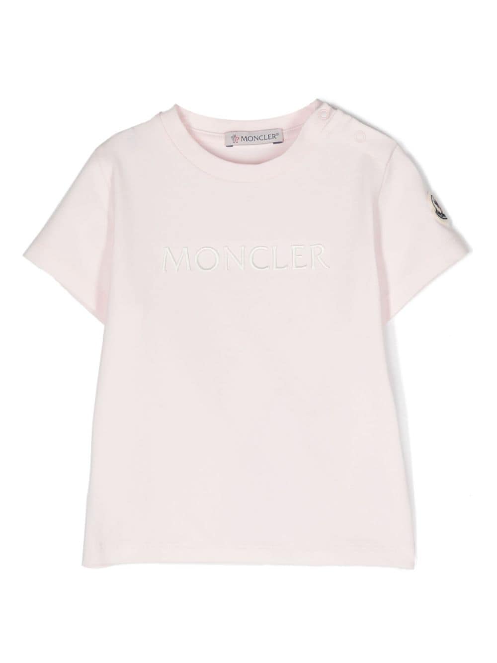 Moncler Enfant logo-embroidered cotton-blend T-shirt - Pink von Moncler Enfant