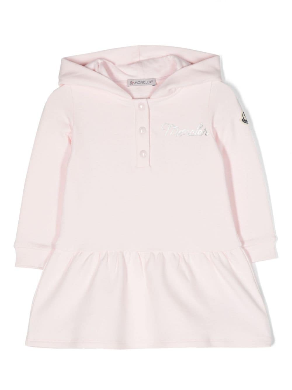 Moncler Enfant logo-embroidered jersey hooded dress - Pink von Moncler Enfant