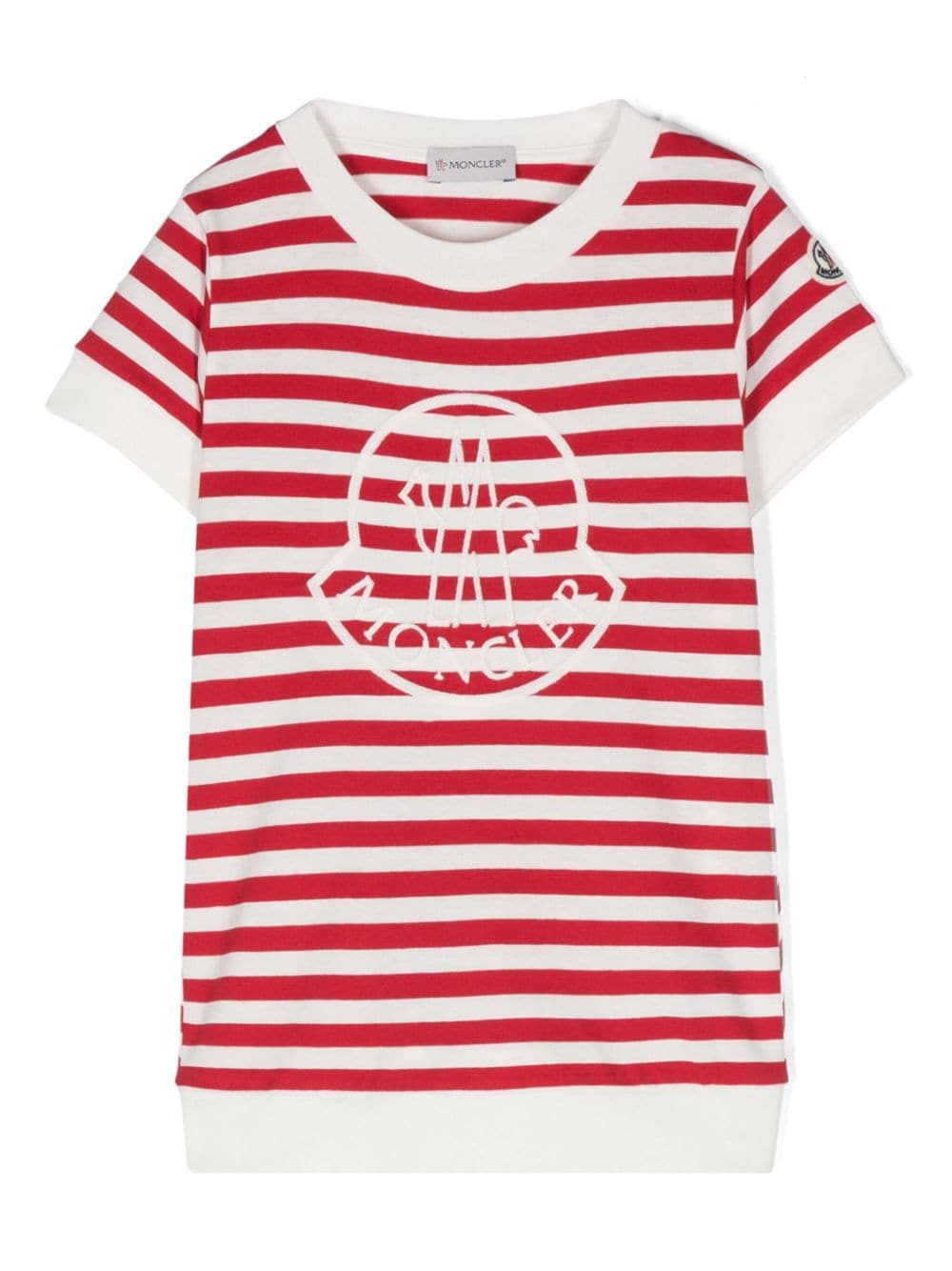 Moncler Enfant logo-embroidered striped T-shirt - White von Moncler Enfant