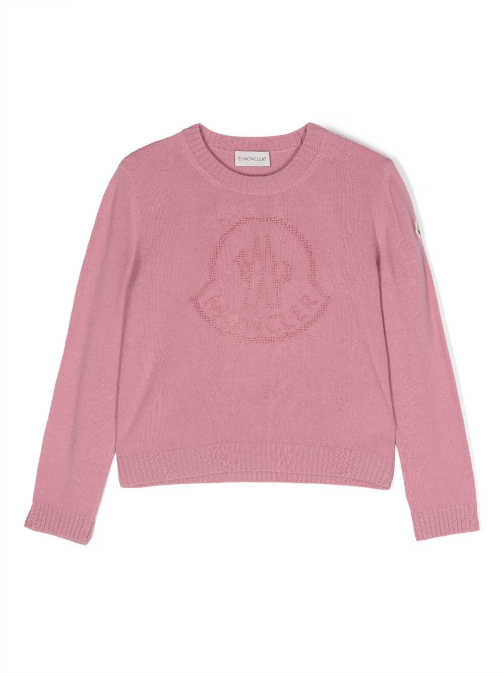 Moncler Enfant logo-embroidered virgin wool jumper - Pink von Moncler Enfant