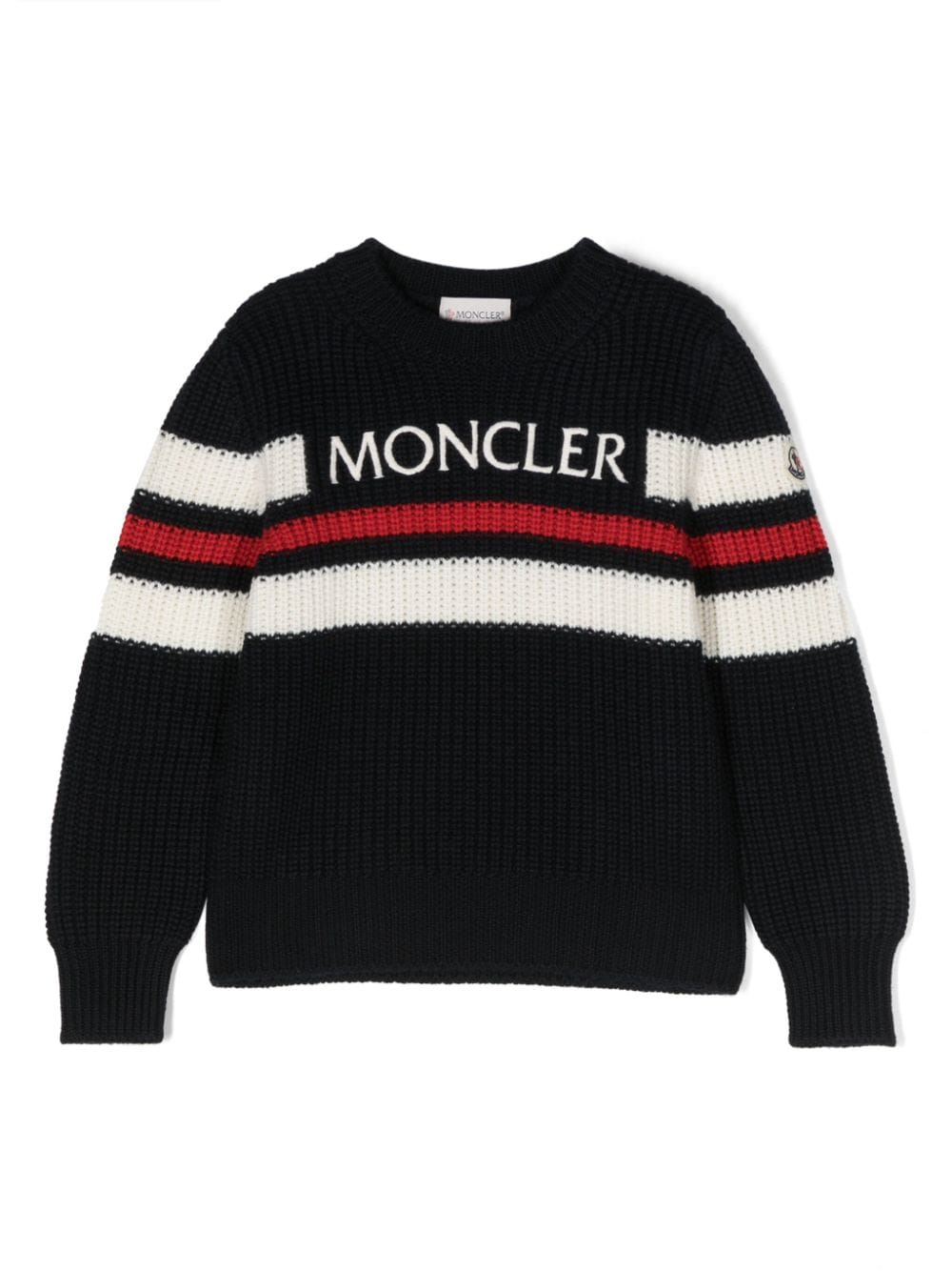 Moncler Enfant logo-intarsia wool jumper - Blue von Moncler Enfant