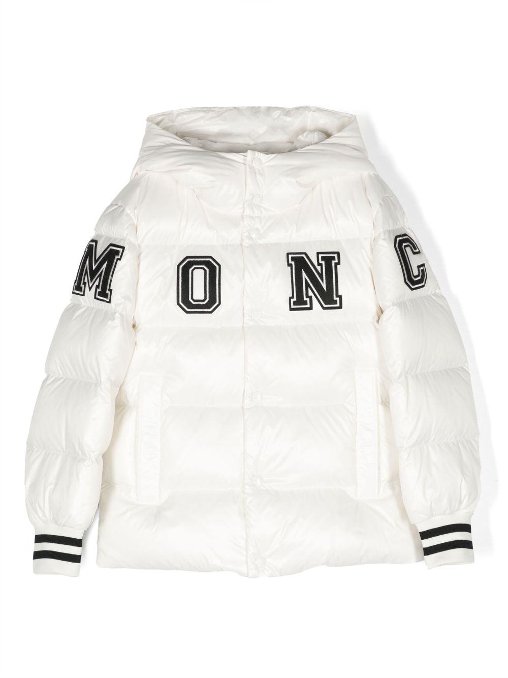 Moncler Enfant logo-lettering down jacket - White von Moncler Enfant