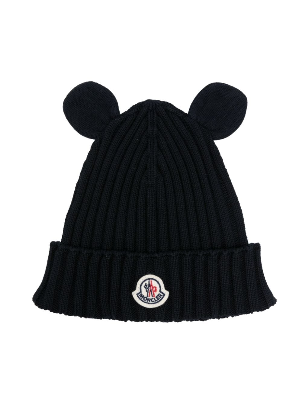 Moncler Enfant logo-patch animal-ears beanie - Blue von Moncler Enfant