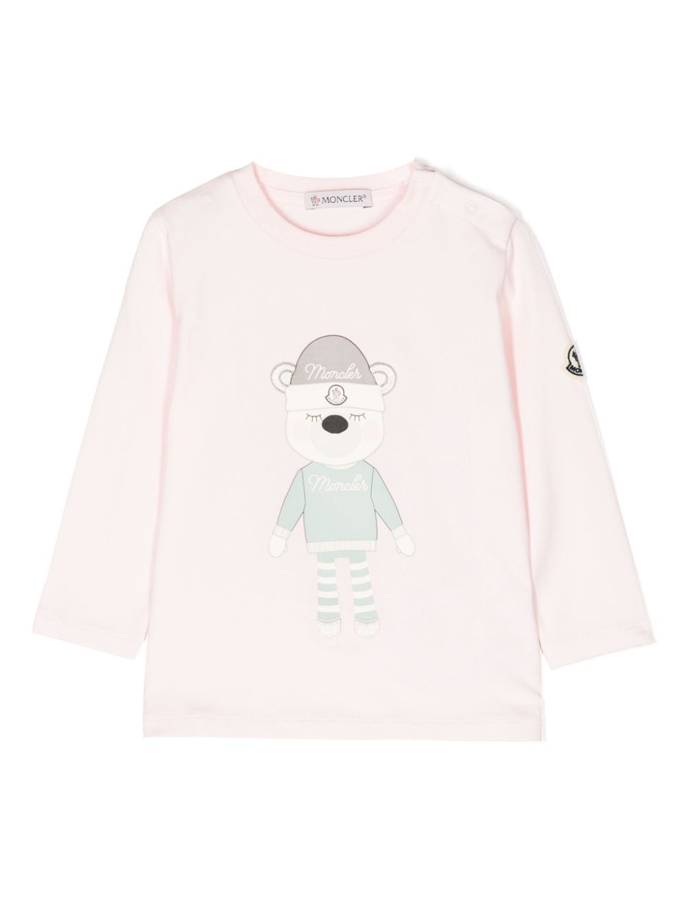Moncler Enfant logo-patch cartoon-print T-shirt - Pink von Moncler Enfant