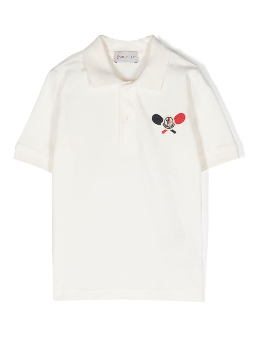 Moncler Enfant logo-patch cotton polo shirt - White von Moncler Enfant